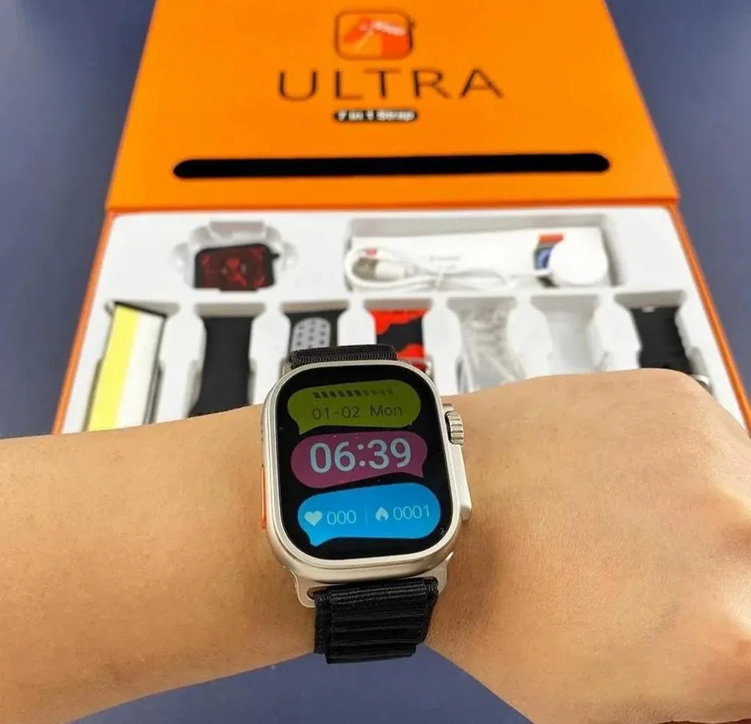 7 in 1 Ultra Smart Watch With 7 Straps And Wireless Charger With Free Delivery - PalmShop