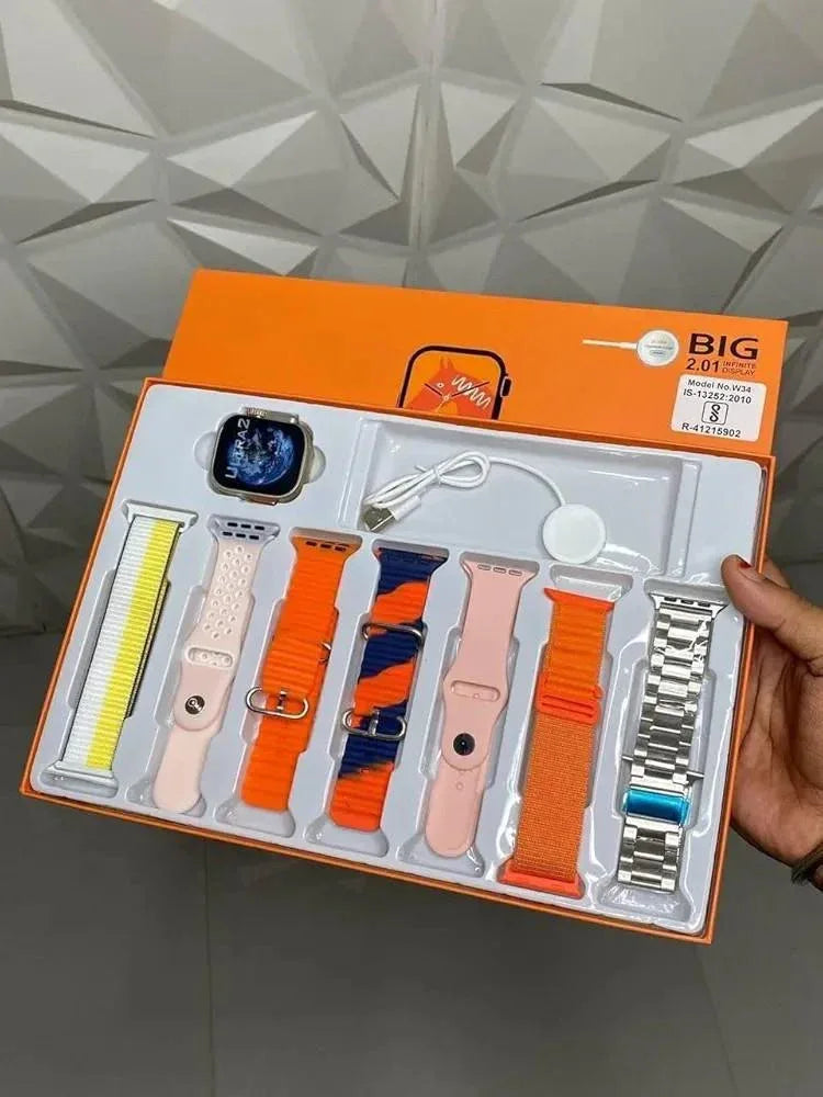 7 in 1 Ultra Smart Watch With 7 Straps And Wireless Charger With Free Delivery - PalmShop