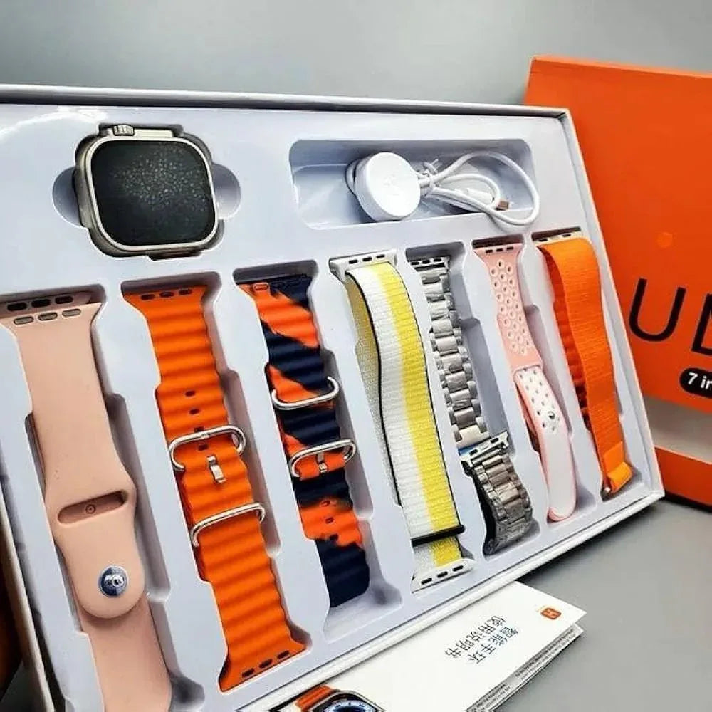 7 in 1 Ultra Smart Watch With 7 Straps And Wireless Charger With Free Delivery - PalmShop
