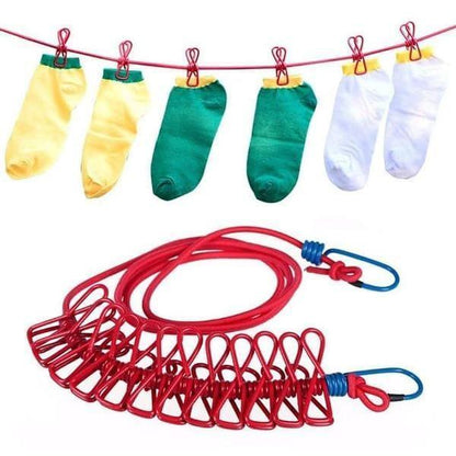 Durable 12 Pcs Laundry Hanging Clips with Adjustable Rope with Free Delivery - PalmShop