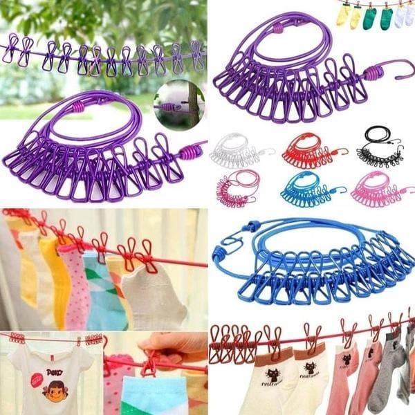Durable 12 Pcs Laundry Hanging Clips with Adjustable Rope with Free Delivery - PalmShop