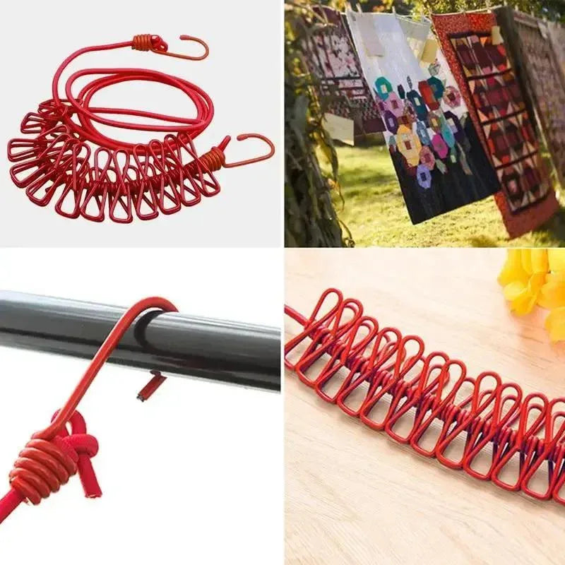 Durable 12 Pcs Laundry Hanging Clips with Adjustable Rope with Free Delivery - PalmShop