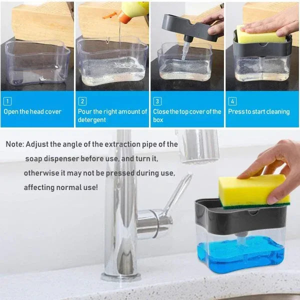 2 in 1 Premium Quality Plastic Soap Dispenser & Sponge Holder Pump (Free Delivery) - PalmShop