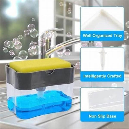 2 in 1 Premium Quality Plastic Soap Dispenser & Sponge Holder Pump (Free Delivery) - PalmShop
