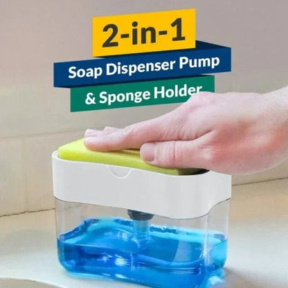 2 in 1 Premium Quality Plastic Soap Dispenser & Sponge Holder Pump (Free Delivery) - PalmShop