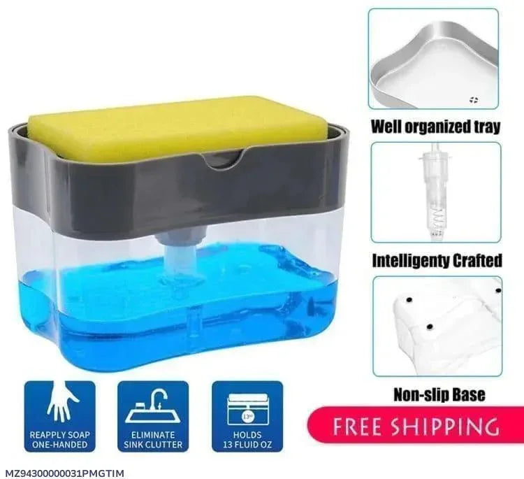 2 in 1 Premium Quality Plastic Soap Dispenser & Sponge Holder Pump (Free Delivery) - PalmShop