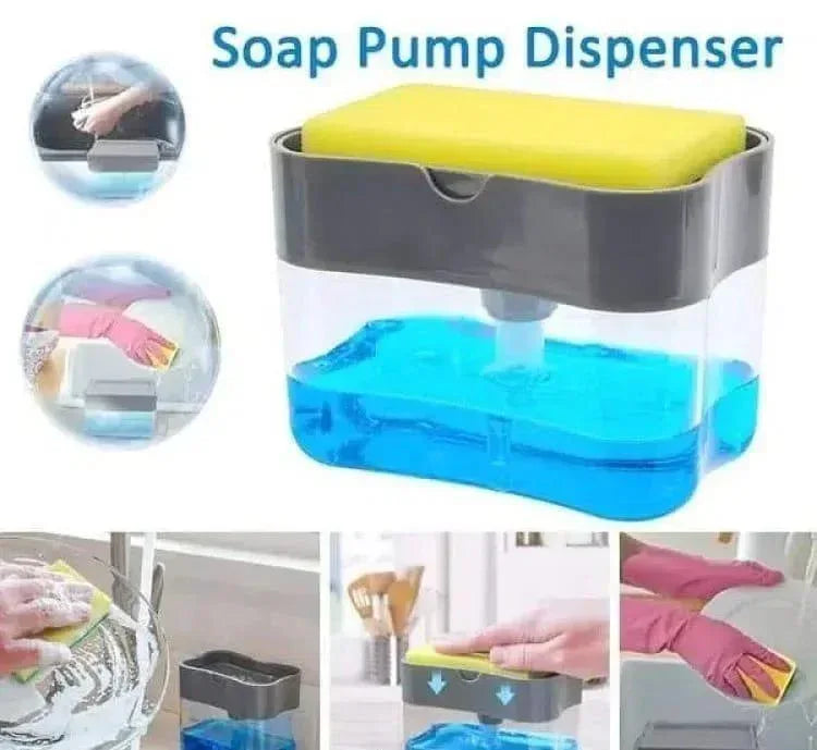 2 in 1 Premium Quality Plastic Soap Dispenser & Sponge Holder Pump (Free Delivery) - PalmShop