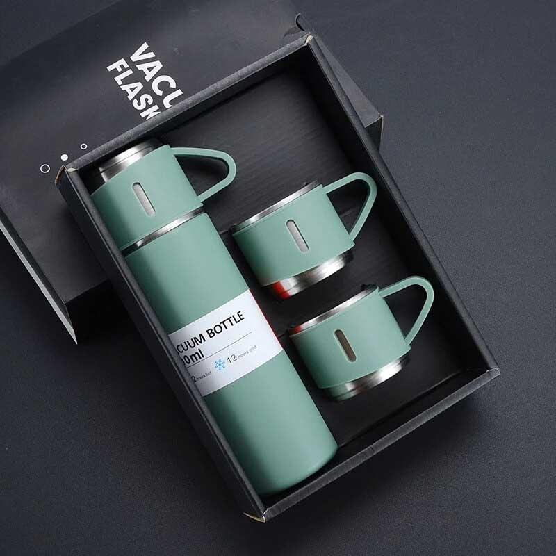 3 Cup Double-Layer Stainless Steel Vacuum Flask Set - PalmShop