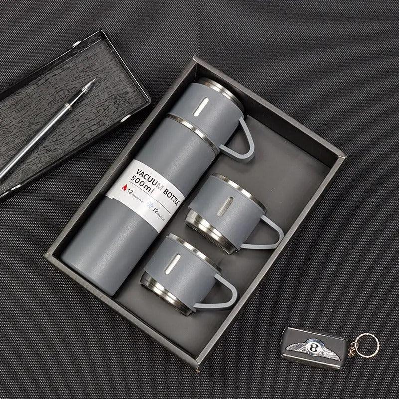 3 Cup Double-Layer Stainless Steel Vacuum Flask Set - PalmShop