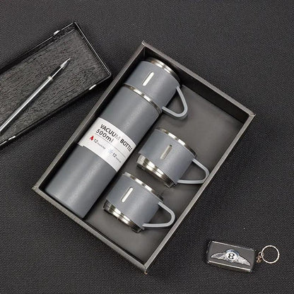 3 Cup Double-Layer Stainless Steel Vacuum Flask Set - PalmShop