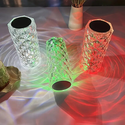 [Free Home Delivery] Rose Crystal Diamond Touch Lamp – 16 Colors Swap With Remote Control